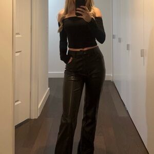 Stradivarius Faux Leather Straight Leg Pants